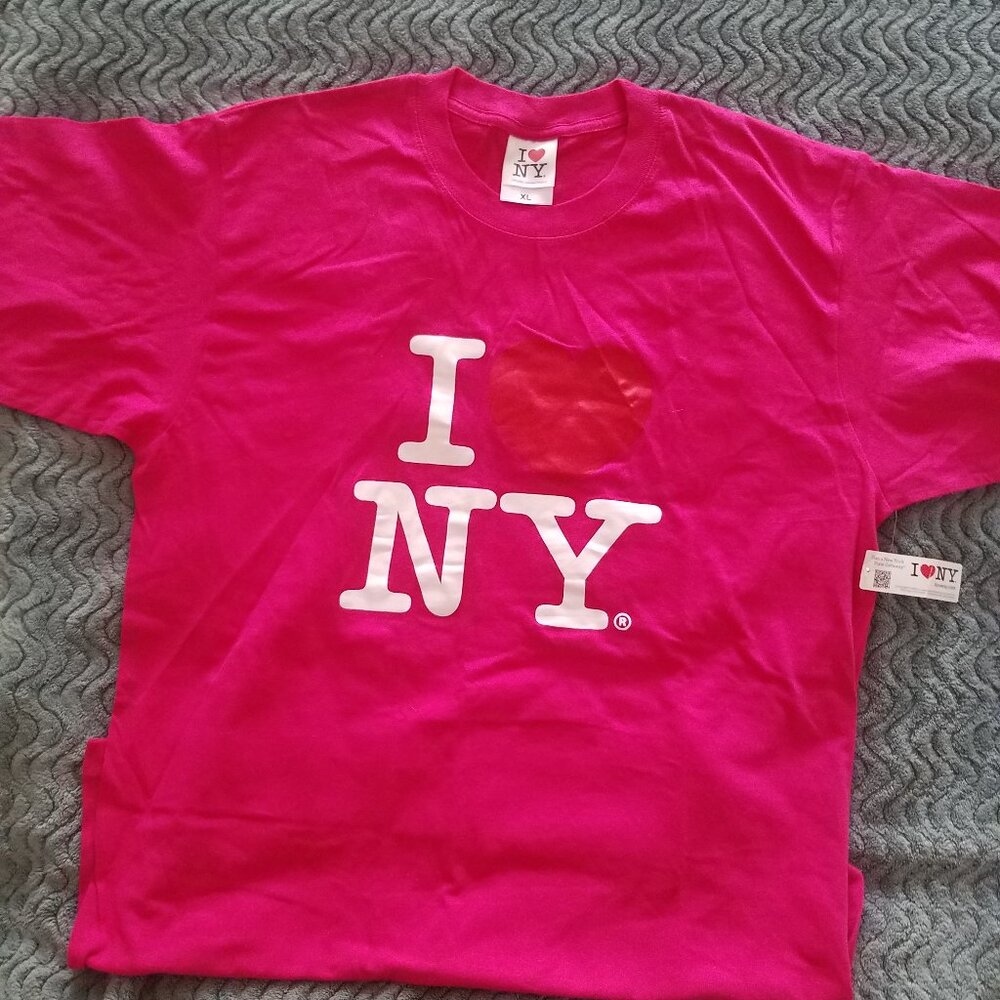 I ❤ NY Relaxed Fit Pink Fuchsia Souvenir Tee Shirt Women's XL
